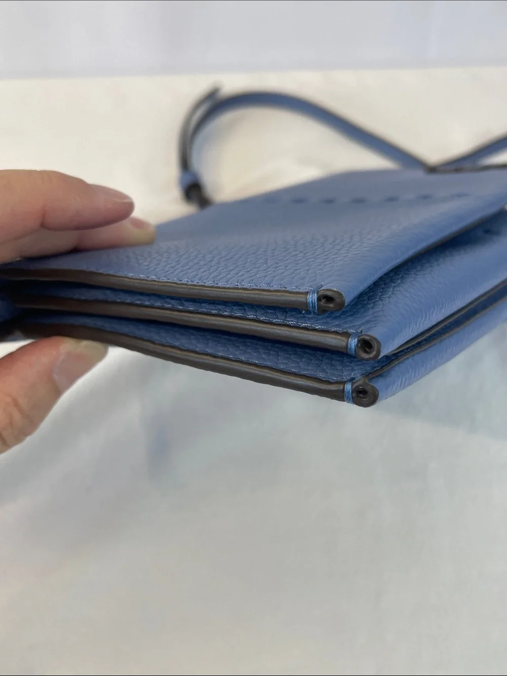 Tory Burch McGraw Pebbled Leather Wallet Crossbody Bag Blue